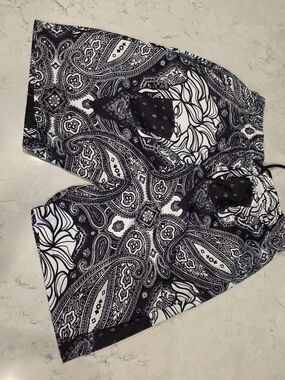 Crooks & Castles Black and White Paisley Swim Shorts
